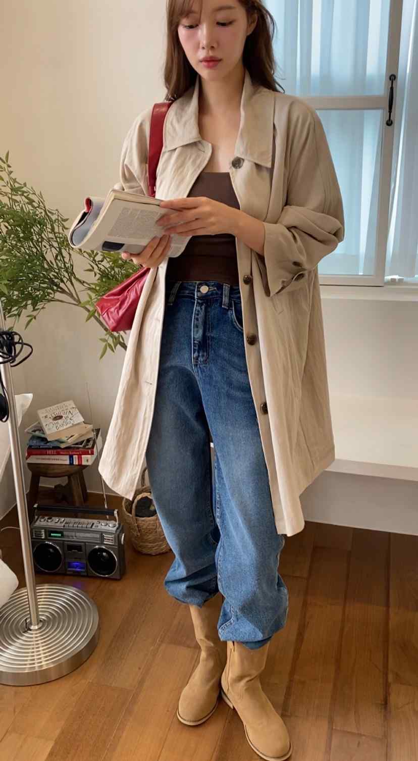 N BROWN直郵韓國代購女裝新品24秋冬休閑時尚推薦長款風衣N BROWN長款風衣